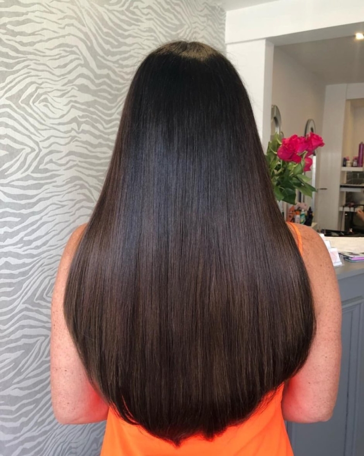 Стрижка полукругом на длинные волосы