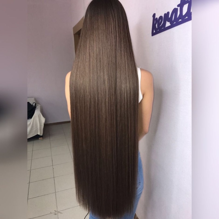 Полукруглый срез на длинных волосах