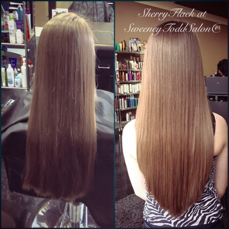 Стрижка полукругом на длинные прямые волосы