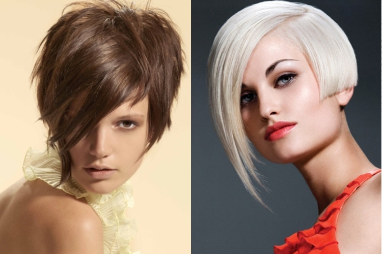 Короткие стрижки ассиметрия с длинной челкой