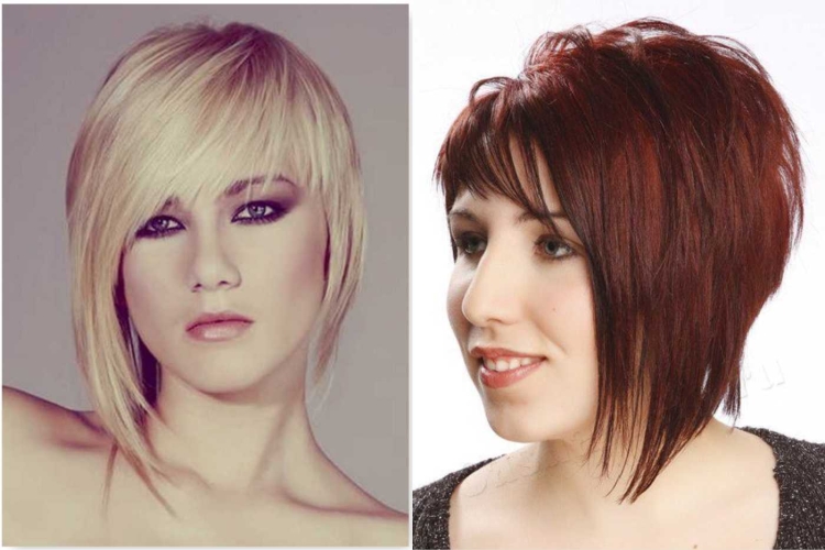 Стрижки Каскад на средние волосы с челкой асимметрия