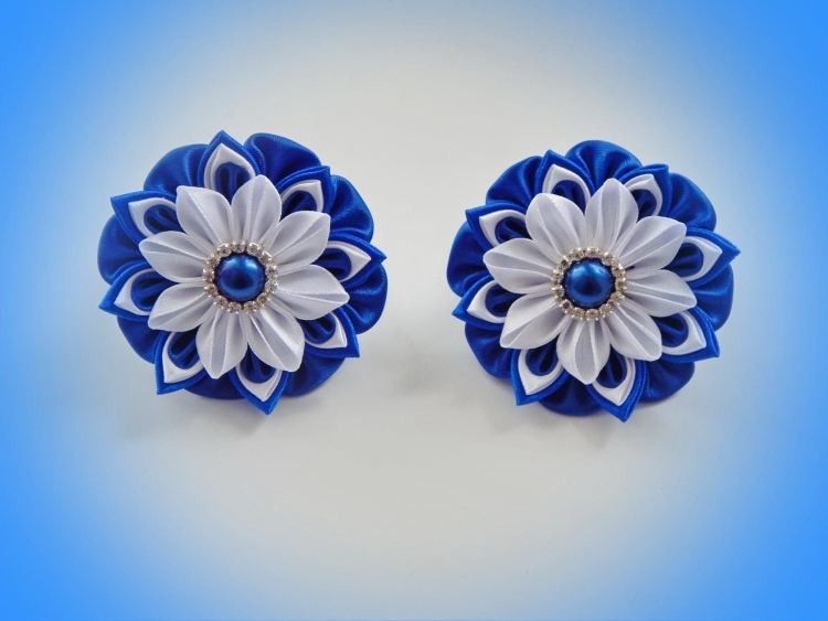 Заколки канзаши для школы