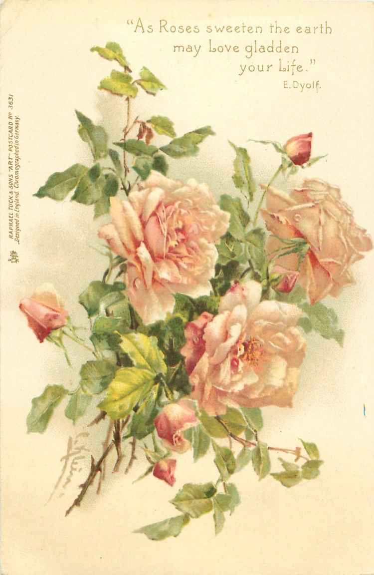Старинные открытки с розами