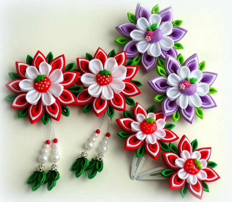 Бантики многослойки канзаши