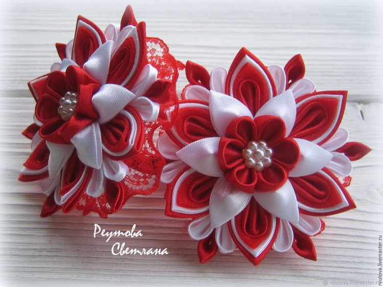 Бантики многослойки канзаши