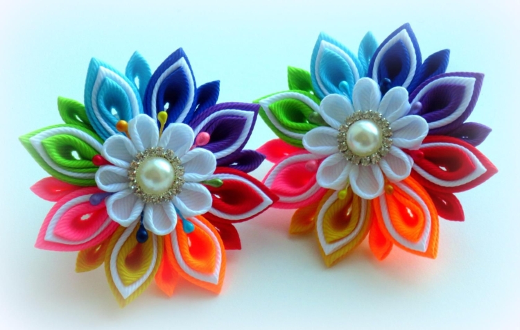 Канзаши поделки из лент лиса