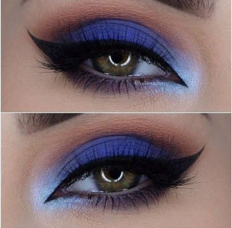 Макияж с синими тенями