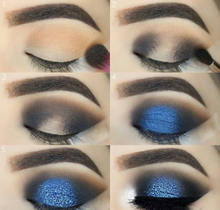 Вечерний макияж с синими тенями