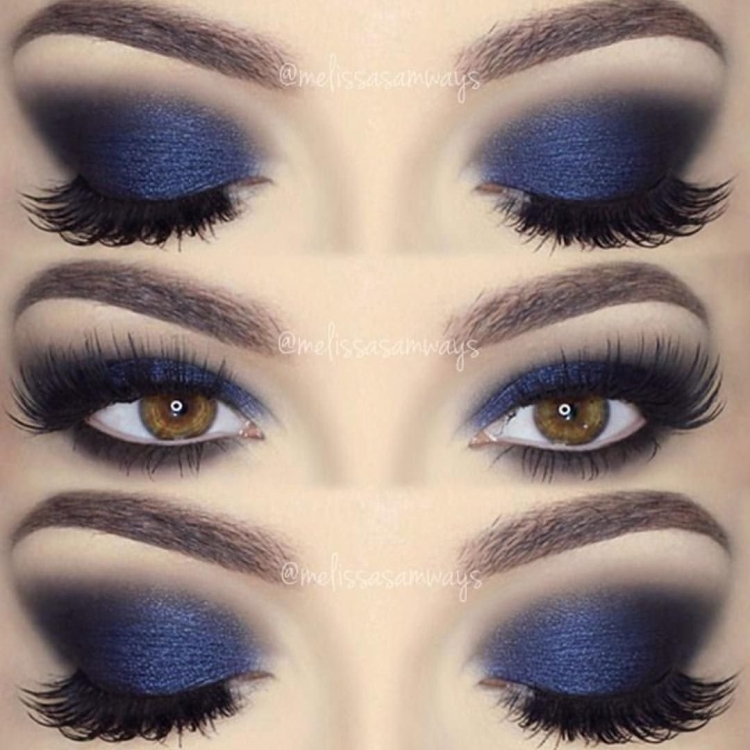 Синий макияж для карих глаз