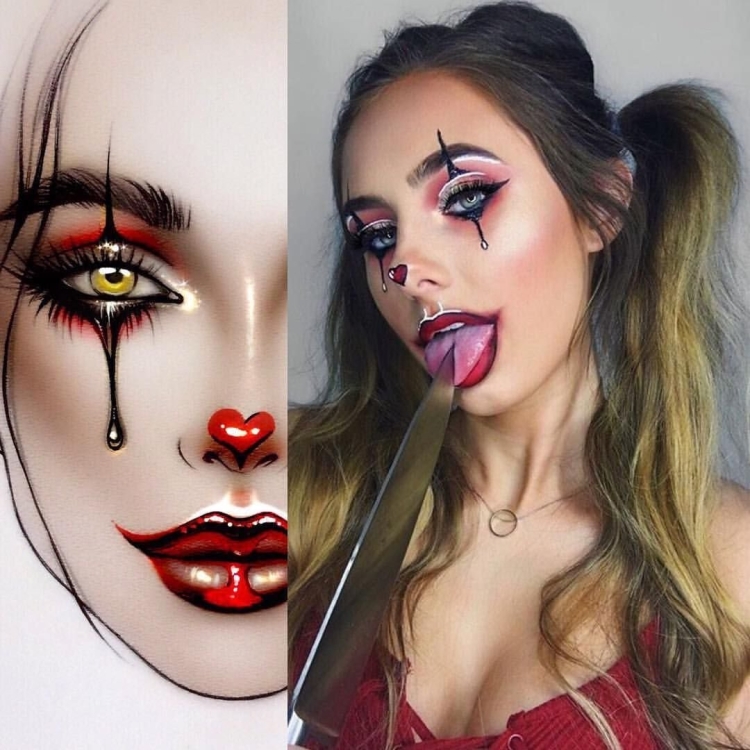 Макияж на Хэллоуин черным карандашом