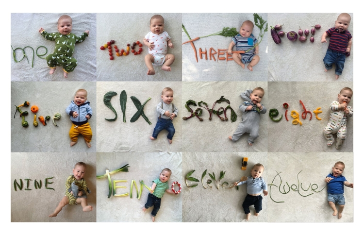 Выкладывание цифр по месяцам для новорожденного