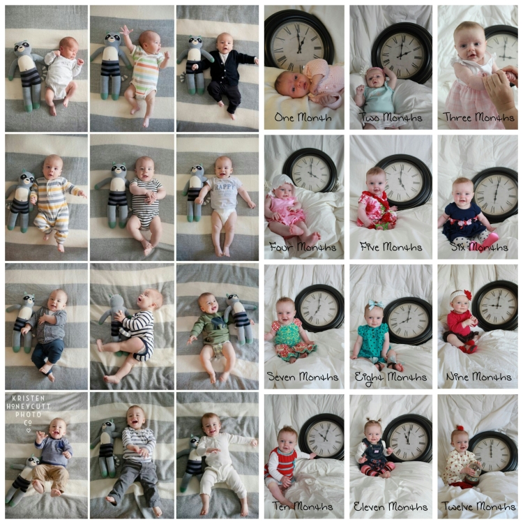 Коллаж новорожденного по месяцам