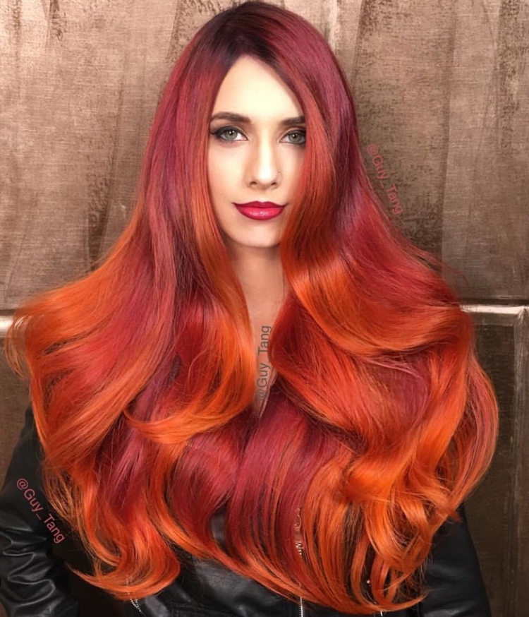 Окрашивание рыжий с красным