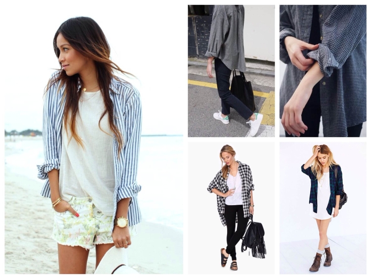 Рубашка поверх майки женские