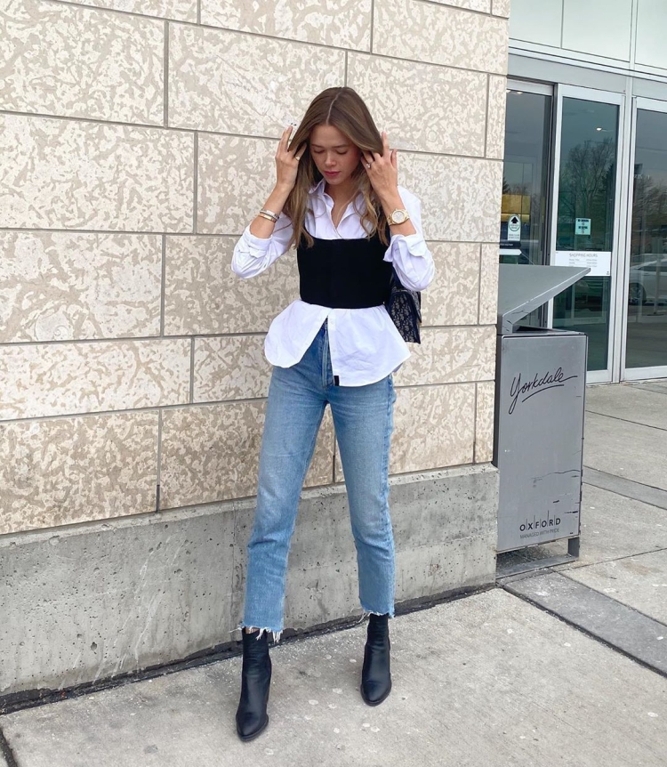 Топ поверх рубашки образы