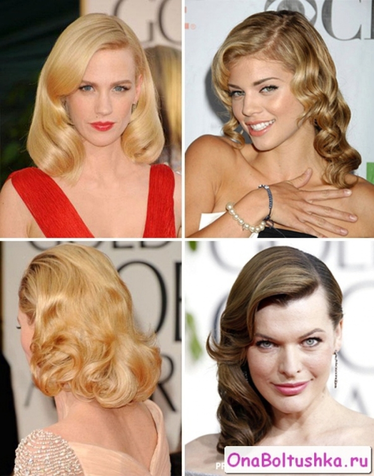 Прилизанные кудри на средние волосы