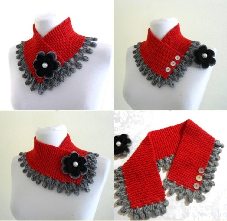 Шарф воротник крючком