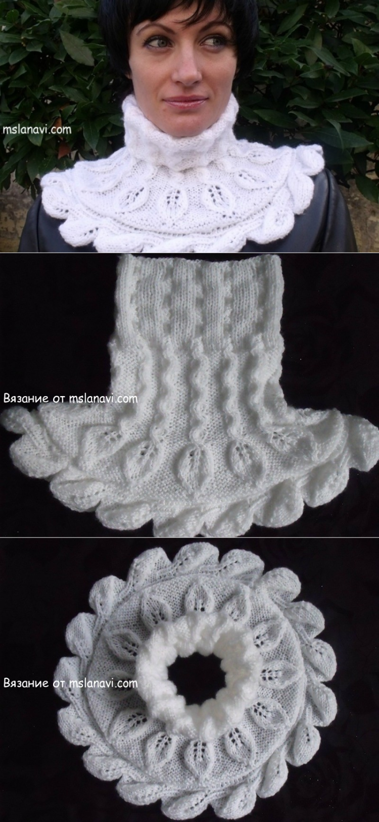 Вязанный шарф воротник своими руками спицами