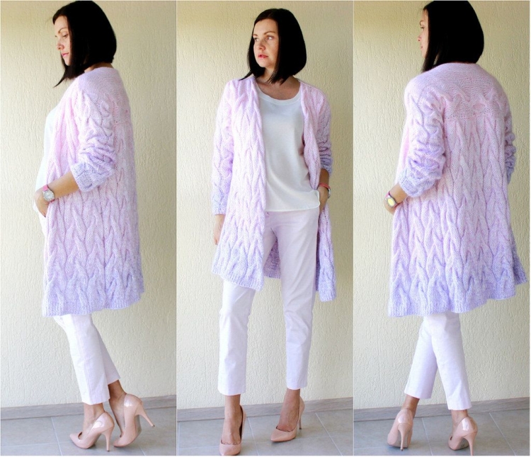 Летнее пальто спицами для женщин