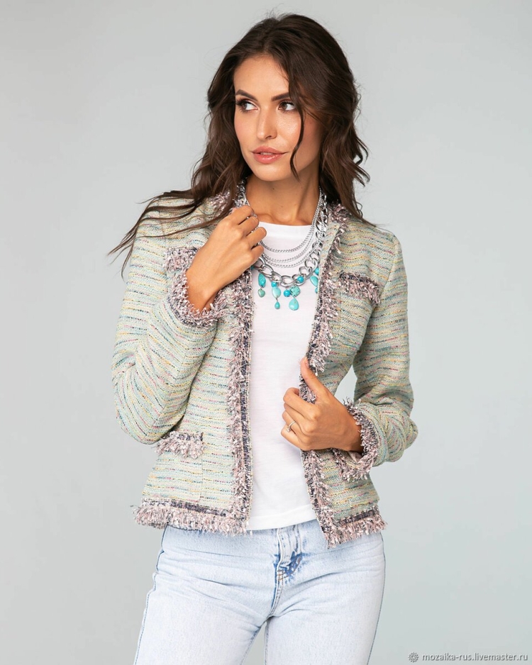 Chanel твид жакет голубой