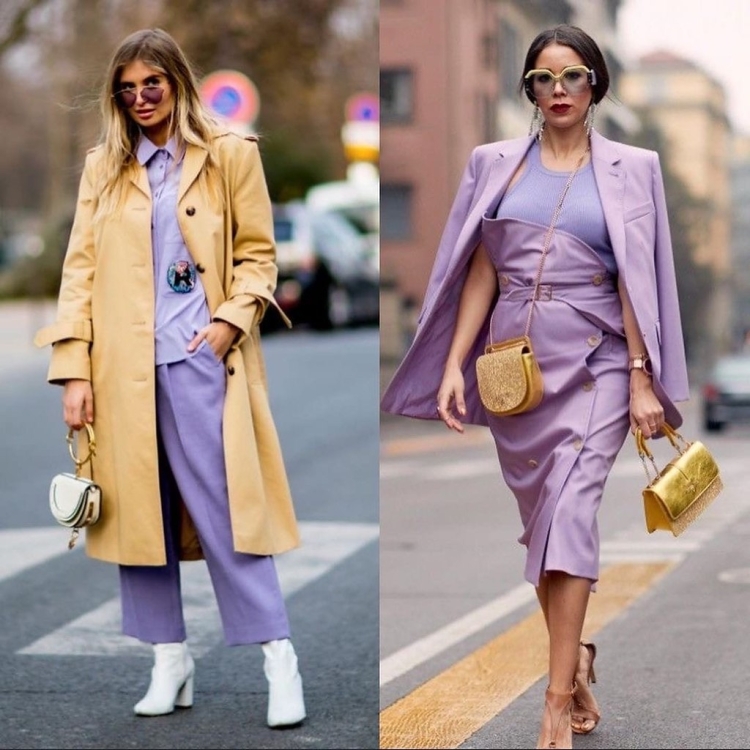 Образы с мюли лавандового цвета