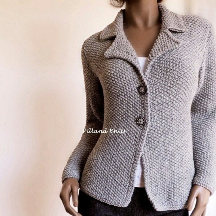 Вязаные жакеты с английским воротником
