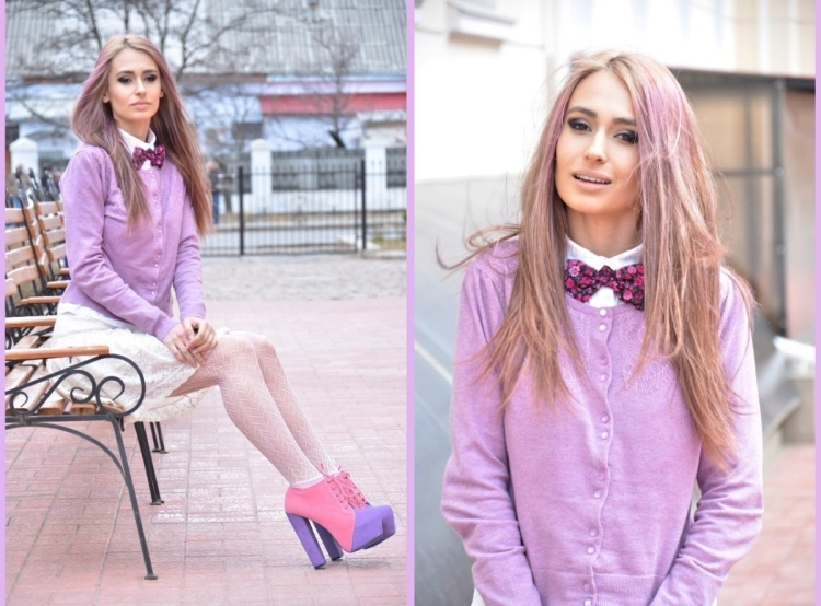 Лавандовый цвет в одежде для блондинок