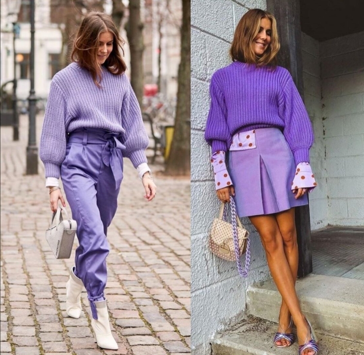 Сочетание лавандового цвета в одежде