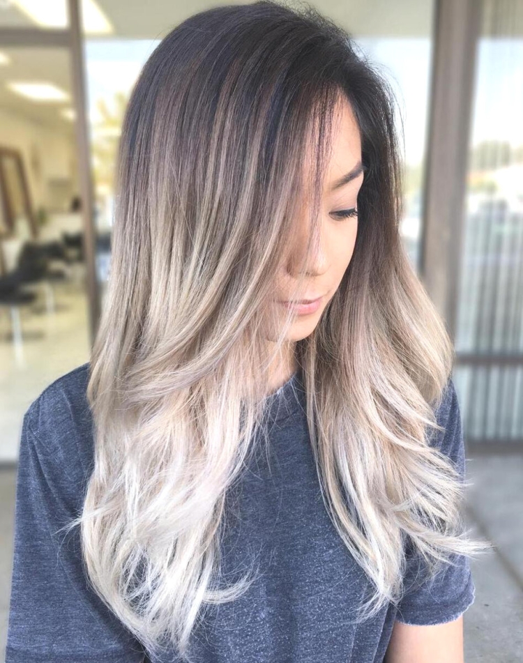 Омбре балаяж пепельный