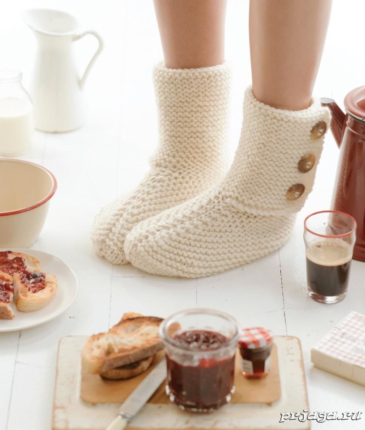 Тапочки сапожки спицами