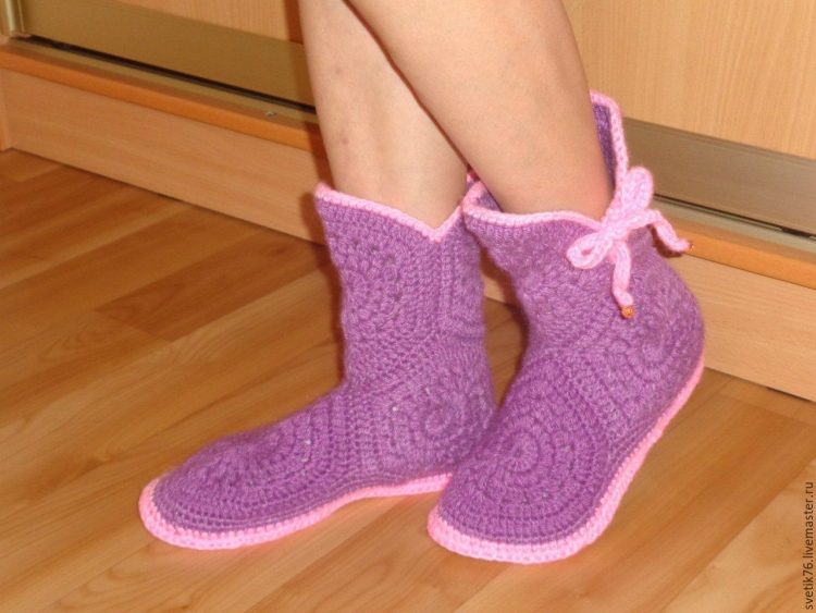 Тапочки сапожки спицами