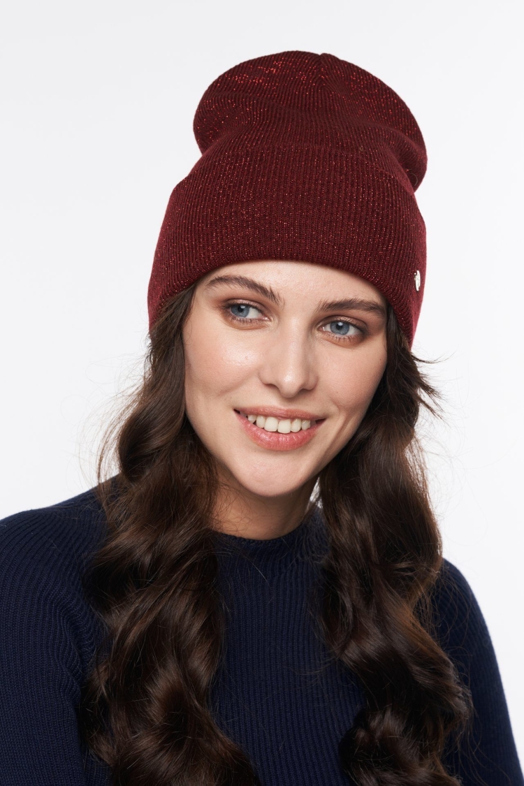 Шапка бини бордо