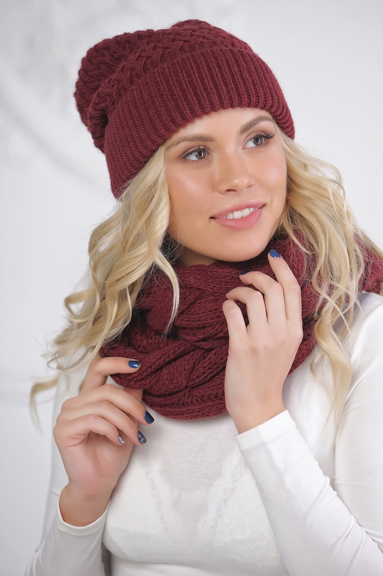 Бини шапка женская бордо