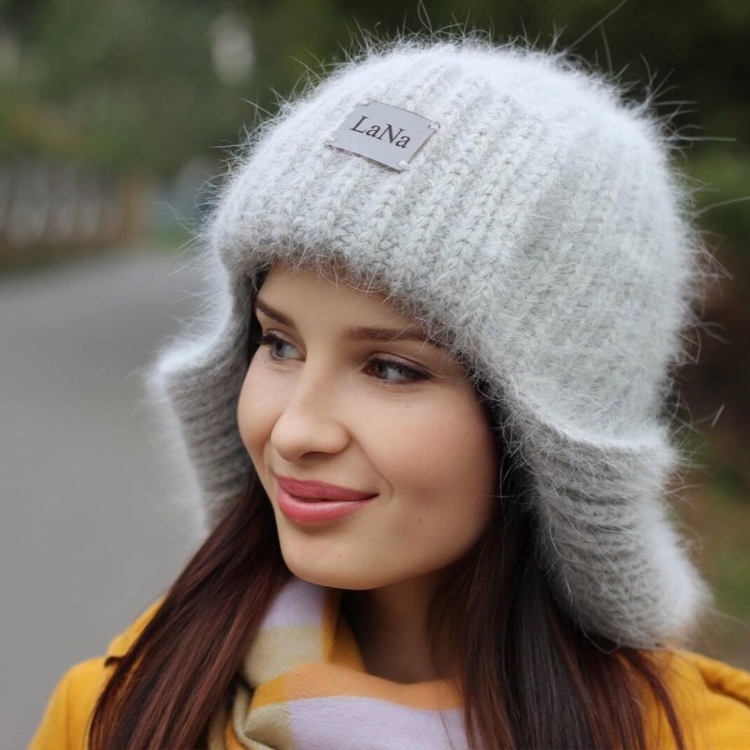 Шапка ушанка вязаная