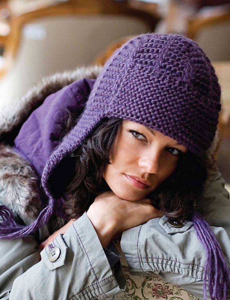 Шапка ушанка женская вязаная