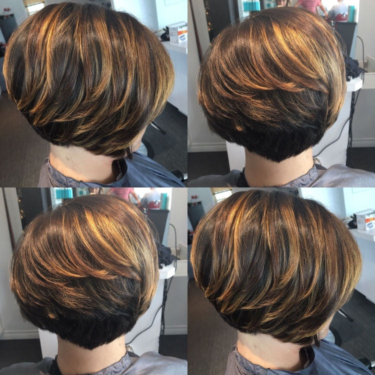 Мелирование на черные короткий Боб каре