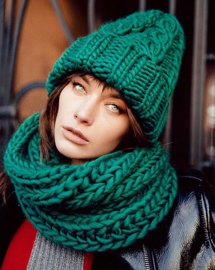 Шапка вязаная, зеленый