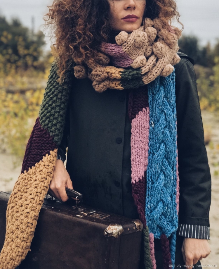 Быстро вяжем объемный шарф