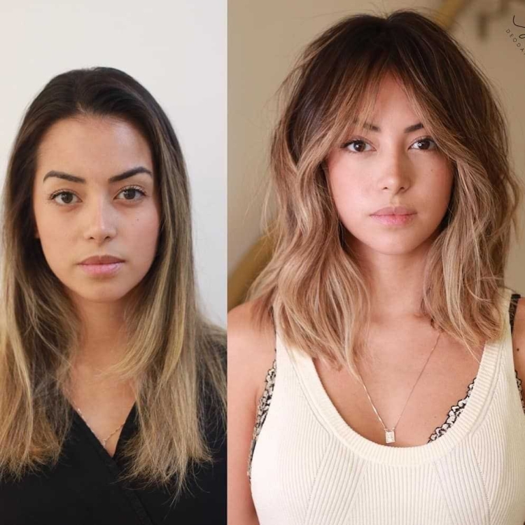 Стрижки до и после на средние волосы