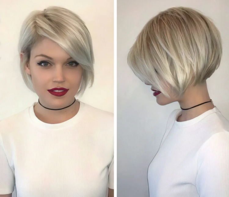 Стрижка Боб каре Пикси на средние волосы