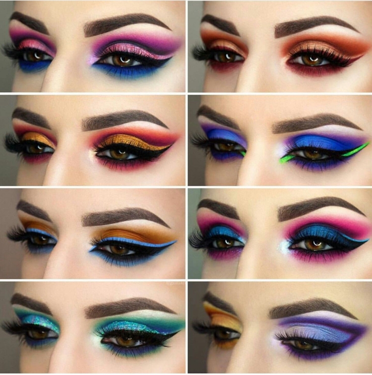 Макияж со стрелками и тенями яркий