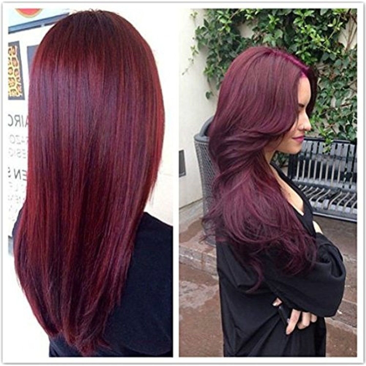 Гранатовый цвет волос на темные волосы без осветления