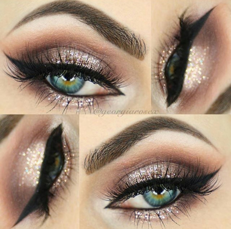 Макияж глаз под золотое платье