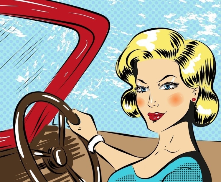 Девушка за рулем арт