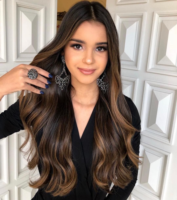 Окрашивание брюнетки длинные прямые волосы