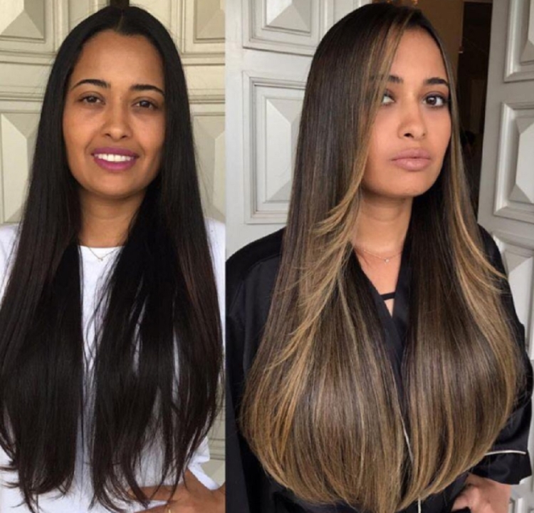 Контуринг волос на темные волосы