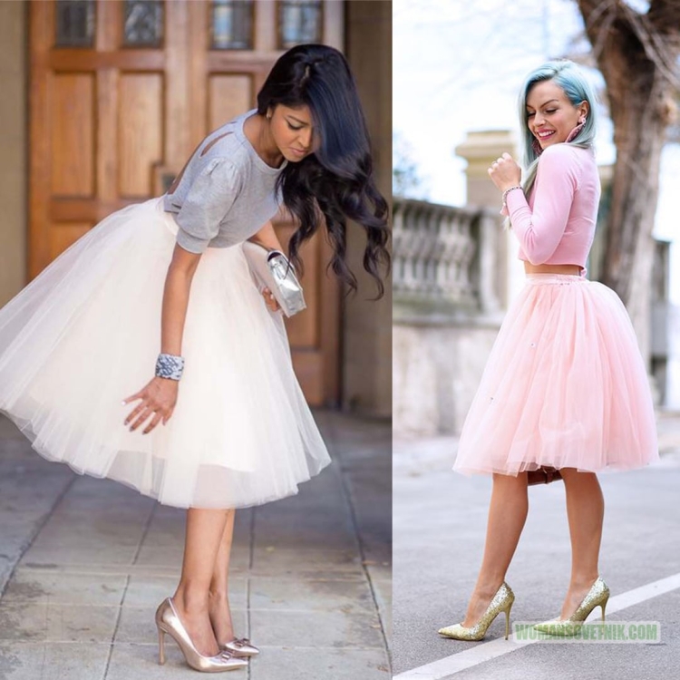 Юбка из фатина ниже колена