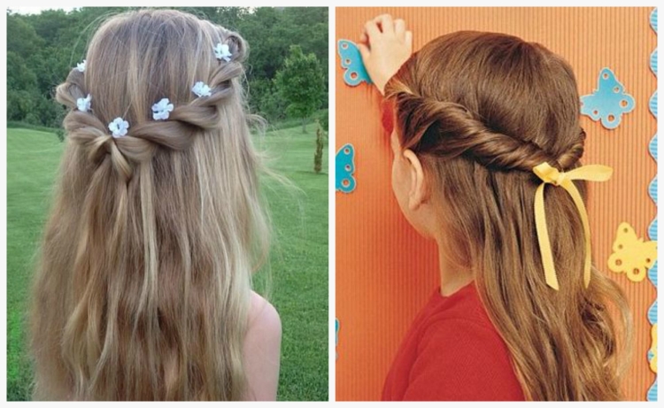 Прическа с распущенными волосами для девочки