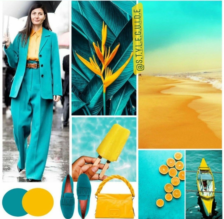 Бирюзовый и желтый