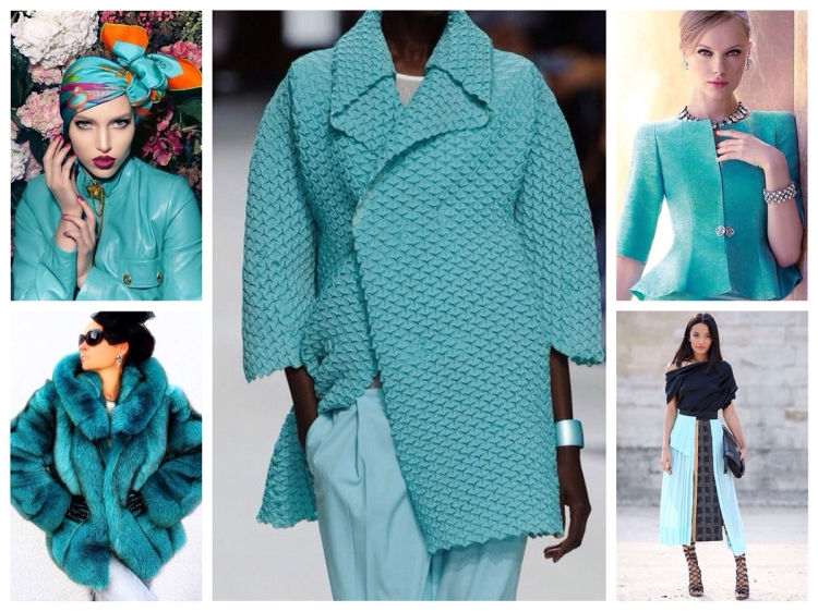 Пальто бирюзового цвета